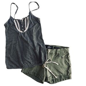 AEO Tank + Hollister Low Rise Midi Shorts Bundle